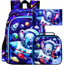 3pcs Kids Backpack Set, 16 Inch Boys Elephant Backpack And Lunch Box With Cute Dinosaur Pattern - Backpack - View 12