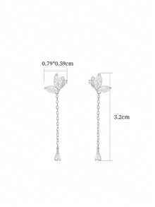 1 Par de Brincos de Borboleta Minimalista e Doce com Borla em Prata Esterlina 925, Projetado para Meninas, Hipoalergênico, Inclui Brincos de Borboleta e Cubic Zircônia, Adequado como Presente de Aniversário para Meninas - Borboleta - Visão 6