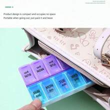 New Portable 7-Day Weekly Pill Organizer Box, 14 Compartments Vitamin Pill Container For Tablets, Medications, Fish Oil - Multicolor - View 2