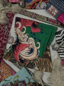 Áo croptop ống in hình cá Koi, phong cách retro mùa hè - màu nâu - Xem 3