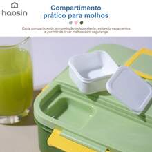 Marmita Cor Surpresa Macaron - 4 Divisórias, Grande Capacidade, Presente Volta às Aulas para Meninos e Meninas (Rosa/Azul/Verde) - Multicolorido - Visão 10