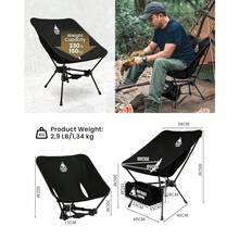 ONETIGRIS Tigerblade Camping Chair, Lightweight Folding BackpacFKing HiFKing Chair, Compact Portable 330 Lbs Capacity - Black - View 4