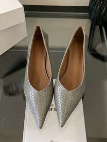 Giày cao gót mũi nhọn kiểu Pháp thanh lịch, họa tiết da rắn, thích hợp cho công sở và các buổi tối, mùa xuân/thu, gót nhọn. - Xám - Xem 8