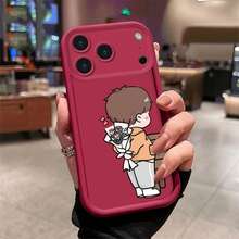 rose bouquet  For  16 16E 15 14 13 12 11 Pro Max 16 15 14 Plus 13 12 MINI   Thickened Shockproof, Premium Silicone, Trendy Creative Soft Shell - Ramo de rosas - Borgoña LUQHEY - Ver 6