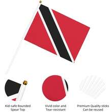 Banderitas de los Países, MXTAF-000, 1Pza, Trinidad y Tobago, 14x21cm, Tela Poliéster, Asta Plástico. - Multicolor - Ver 2