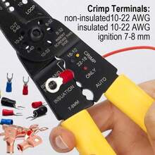 DOWELL Wire Stripping Tool Wire Stripper Crimper Cutter Multifunction 8 Inch 10-22AWG - ColorA - View 4