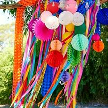 6pcs/Set 10m Rainbow Crinkle Paper Decorative Ribbons, Suitable For Birthday Party, Wedding, Home Decor DIY Background Decoration, Excluding Balloons And Other Accessories, DIY Craft - Multicolor - View 6