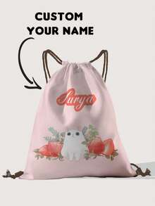 1pc Customized Name Cartoon Cat Pattern Drawstring Backpack, Can Be Customized According To Your Unique Design, Perfect For Children, Print Your Own Name Or Print Your Sister's And Classmates' Names As Gifts For Them - Multicolor - View 7