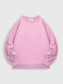 Camisetas de algodón para mujer, camisetas básicas holgadas de cuello redondo, novedades de primavera/verano: sudaderas de primavera/verano, ropa de mujer de primavera/verano, camisetas de algodón, sudaderas de alta calidad, estilo retro, estilo preppy, estilo bonito, estilo urbano, estilo Gen Z, estilo millennial, estilo Y2K, estilo punk, estilo desgastado, estilo minimalista, estilo sencillo, estilo casual, estilo para el día a día, estilo vacacional, sudaderas ligeras. - Rosa - Ver 3