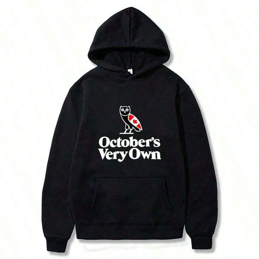 OVO Canada Heritage Hoodies Men Fashion October's Very Own Printed Sweatshirts Women Casual Harajuku Streetwear Hoody PulloversY2Y-W-Maija - Black - View 1