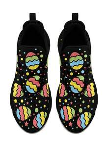 Oster-Eier Blumen Damen Sneaker, leicht, atmungsaktiv und bequem, Niedrig-Top Schnürschuhe, ÜBERGRÖSSENMODE Unisex Outdoor Schuhe - Verschiedenfarbig - Übersicht 4