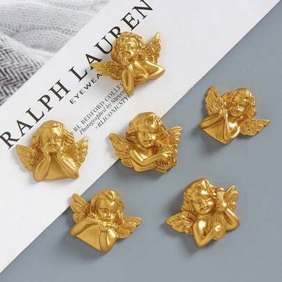 3/6/10 Pcs Cute Golden Angel Fridge Magnets, Decorative Magnets, Personalized Refrigerator Stickers, Suitable For Kitchen, Office, Whiteboard, Storage Cabinet, Dishwasher, Kitchen Decor, Home Decor, Gifts For Friends, Holidays, Ramadan, Easter