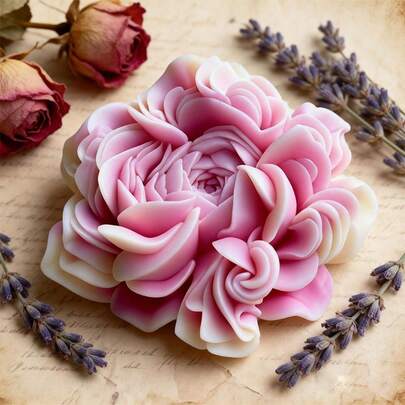 1pc Elegant Floral Silicone Candle Mold | Resin Casting Mold, Suitable For Handmade Scented Candles, Resin Crafts, Soap, Great For Valentine's Day, Wedding, Home Decor, Gift Making