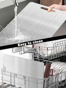 1pc High-Quality Double-Sided Stainless Steel Cutting Board - Reinforced Durable, Anti-Mold, Suitable For Kitchen And Dining, Easy To Clean With Water, Hygienic - Silver - View 11