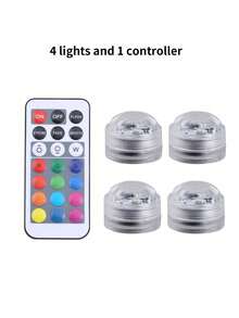Luz LED sumergible mini con control remoto, vela de té pequeña sumergible, luz decorativa a prueba de agua RGB multicolor sin llama, a batería, para decoración de florero, piscina, estanque - Multicolor - Ver 14