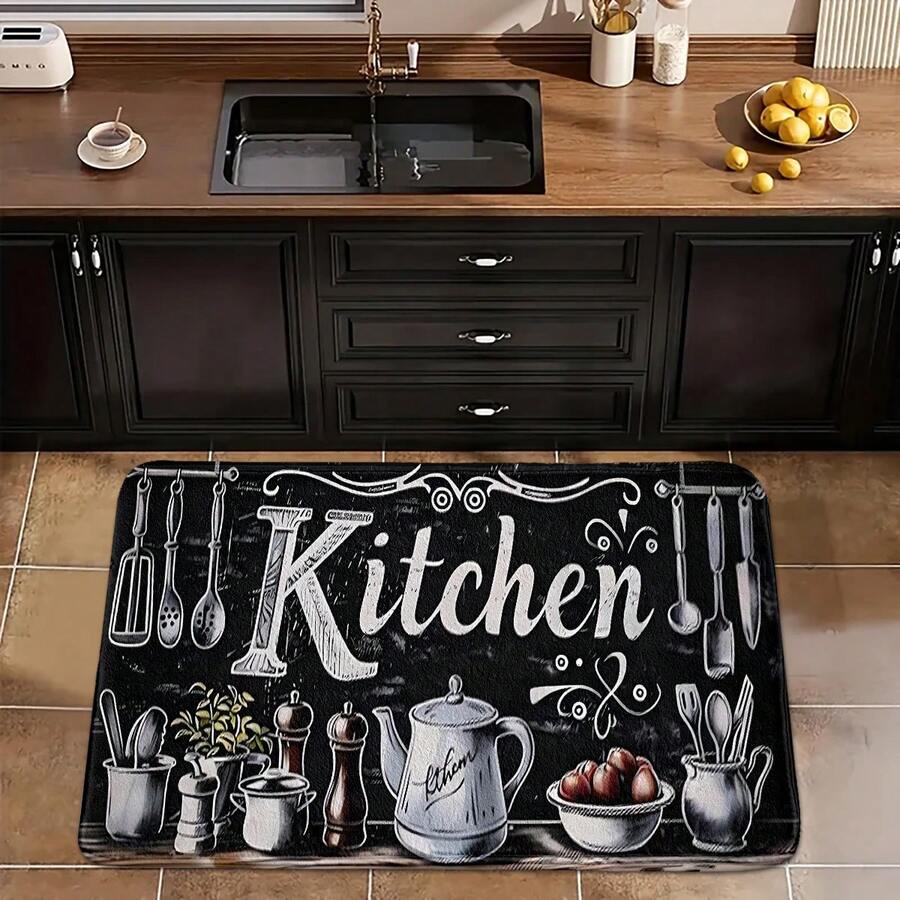 1 szt. Dywan/Dywanik łazienkowy z nadrukiem w litery, wysokiej jakości, elegancki, mały dywanik/dywanik/dywanik do salonu/sypialni, nowoczesny, minimalistyczny, kwadratowy dywanik łazienkowy z imitacji wełny, prostokątny dywanik do salonu i sypialni w stylu nordyckim, wielokolorowy, antypoślizgowy spód, składany i do przechowywania, Elevate Home Decor - Wielokolorowe - Zobacz 1