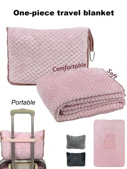 旅行毯枕套装，高级柔软多功能旅行毯，休息毯，高级纹理旅行枕，可收纳于手提行李箱和背包中，复活节礼物，旅行枕，旅行配件，适用于汽车、飞机、机场、露营，旅行必备