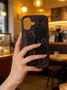 黑色软皮手机壳,适用于 16、17 Pro Max,韩版 Ins 风格花卉刺绣设计,兼容 17 Pro/16 Pro Max/16/16 Pro/16 Plus/15/15 Pro Max/15 Pro/15 Plus/11/12/13/14/14 Pro Max/14 Pro/13 Pro Max,奢华全包保护 - 黑色 - 查看 7