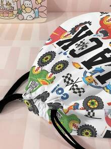 1pc Customized Name Cartoon Car Pattern Drawstring Backpack, Can Be Customized According To Your Unique Design, Perfect For Children, Print Your Own Name Or Print Your Sister's And Classmates' Names As A Gift To Give To Others - Multicolor - View 10