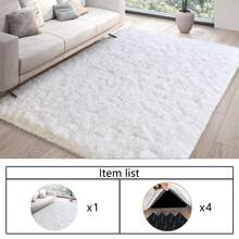 Soft Shag Rugs For Bedroom, White Fluffy Shaggy Rugs For Living Room Office, Luxury Modern Plush Carpet Girls Boys Room Dorm Indoor Home Decor, Upgrade Non-Slip - trắng - Xem 4