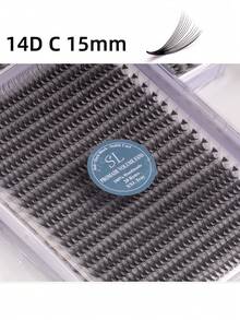 每盒800片，20排，超大容量托盘，蓬松3D/4D/5D/6D/8D/10D/2D俄式浓密预制睫毛簇，超快速嫁接，纤细纤长根部，进口韩国PBT纤维，超黑超柔软，C/D卷度，8-15mm预制睫毛簇，专业级 - C - 查看 69