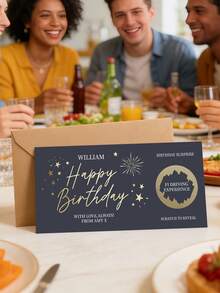 1pc Customizable Gold Foil Scratch Card Birthday Surprise Coupon, Personalized Luxury Gold Star Fireworks Design Birthday Scratch Card, Best Birthday Surprise Scratch Card, Personalized Gift, Party Favor - Multicolor - View 9