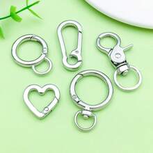 5/10个装钥匙扣夹银色金属钥匙扣，带旋转弹簧钩，龙虾扣，适用于情人节钥匙扣、珠宝制作、钥匙链扣环 - 彩色 - 查看 4
