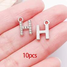 10/26pcs Rhinestones A-Z Alphabet Letter Charms Glitter Crystal Letter Beads For DIY Bracelet Necklace Earrings Choker Craft - Silver - View 13