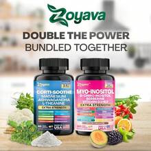 Soothe & Smooth Bundle - Zoyava Cortisol And Myo-Inositol All-In-One Dietary Supplement - Multivitamin Combo With Extra Strength Ingredients For Fitness & Healthcare - MADE IN USA Vitamins Supplements Chlorophyll Creatina Monohidratada Vitamins Probiotics For Women Protein Powder Quick Ship Items  Creatina Colageno - 60 & 90 Capsules - View 6
