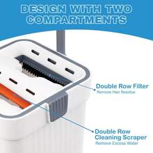 Multi-Surface Cleaning Flat Mop Set - 360° Rotation 2 Refill Pads Stainless Steel Handle - Default - View 3