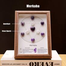 1pc Natural Reiki Gemstone Decor, 7 Chakra Life Crystal Pebble Wooden Photo Frame, Feng Shui Craft, Home Decor Gift, Spring Garden Decoration - Chakra Photo Frame - View 16