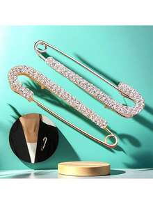 6pcs Set Of Hot-Selling Brooch Women's Waist Retraction Buckle Simple Collar Needle Faux Pearl Line Needle Diamond Pin - Multicolor - View 7