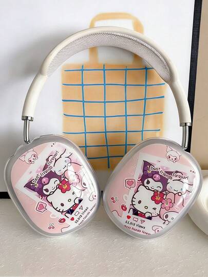 Sanrio 1 Piece Pink Cute Cartoon Hello Kitty Headphone Case For Women, Compatible With Airpodsmax / Airpodsmax 2 - TPU Transparent Protective Cover For Bluetooth Earmuffs (Pochacco Design), Valentine's Day Gift