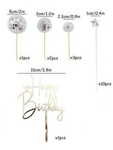 Silver Disco Ball Cake Topper, Birthday Cake Decorations Set, Reflective Mirror Ball Cake Decor, Shiny Silver Mini Disco Ball Decorations, 70s Retro Cake Decor, Suitable For 70s 80s Disco Theme Party Decorations, Birthday, Holiday Party Decorations - Multicolor - View 9