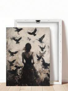 1pc Gothic Dark Woman Silhouette With Witchy Ravens Print, Moody Forest Decor, Festival Gift,Suitable For Bedroom,Living Room,Apartment,Wall Arts,Wall Decor,Home Decor,Room Decor, Canvas Wall Art, Posters, Wall Art With Frame, Optional Frame ﻿ ﻿ - A - View 15