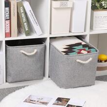 Grey Baskets [2-Pack] Shel F Baskets For Storage 16inch X 11.8inch X 11.8inch Large Fabric Rectangular Decorative Storage Basket Organization Bins For Shelves Closet Home Organization(Grey) - Grey - View 4