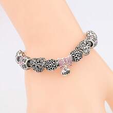 1 件粉色水晶爱心字母吊坠手链复古银色花朵爱心珠 DIY 首饰女士礼物 - 897 - 查看 5