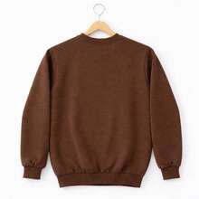 Men's Crew Neck Fleece Sweatshirt, Thick Winter Coat, Cotton - 鏽棕色 - 查看 9