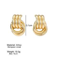 2 piezas Pendientes de aro de bola con rayas multicapa de metal minimalista y retro de lujo, conjunto de pendientes personalizados y elegantes, adecuados para el uso diario y versátil - Amarillo Oro - Ver 5