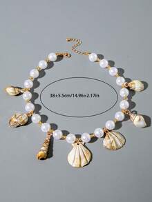 imoli 1pc Bohemian Style Resin Beaded Seashell Pendant Necklace, Jewelry Gift Suitable For Beach Vacation - 29132-g - View 8