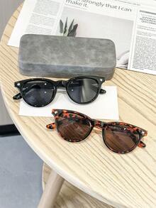 2副女士复古休闲基础款猫眼心形米粒形眼镜，轻盈聚碳酸酯镜框，时尚百搭，适合户外及日常穿搭，附眼镜盒 - 彩色 - 查看 7