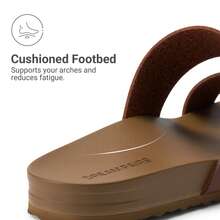 Women Summer Slides Sandals Open Toe Slip-On Comfortable Footbed Two Strap Flat Sandals Fashion Beach Vacation Lightweight Arch Support Sandals Shoes - 棕色 - 查看 8