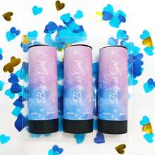 Pháo giấy mini quay tay 11cm, hình trái tim màu xanh dương, chứa giấy vụn và kim tuyến, phụ kiện trang trí tiệc cưới, sinh nhật, tạo không khí sôi động. - 6Pcs - Xem 9