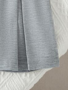 2件套女童休闲蝴蝶印花短袖上衣和百褶裙，带3D蝴蝶结设计，春夏款 - 灰色 - 查看 8