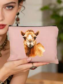 Bolsa de cosméticos con estampado de camello y palmera, disponible en múltiples estilos, estilo impreso colorido, bolsa de maquillaje reutilizable con patrón de camello, ligera, bolsa de almacenamiento de maquillaje y artículos de tocador, bolsa de cosméticos con cremallera, monedero conveniente, bolsa de tocador, bolsa de almacenamiento, accesorio de viaje, excelente para compras, multiusos, para organizar cosméticos, brochas, accesorios - Multicolor - Ver 15