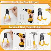 [2025 Upgraded] 17pcs/12pcs/3pcs Heavy Duty Wall-Mounted For Garage Hooks - 100LB Capacity Rust-Proof Utility Steel Hooks For Hanging Bicycles, Ladders, Cables, Mops, Brooms, Power Tools, Gardening Tools, Suitable For Garages, Garden - 黃色 - 查看 8