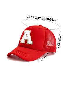 1pc Kids' Red 26 Letter Truck Driver Cap, Fashionable Personalized Casual Lightweight Breathable Sun-Shading Baseball Cap, Suitable For 3-8 Years Old Boys And Girls Daily Outdoor Hiking Fishing Leisure School Wear, Great For Birthday Holiday Gifts - Red - View 4