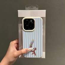 1 pieza Funda de teléfono suave con diseño divertido de mono a rayas y patrón de lichis compatible con iPhone 17 16 15 14 13 12 11 Pro Max MINI AIR 14 15 16 Plus XS XR X 8 7 SE 2020 - blanco antiguo - Ver 4