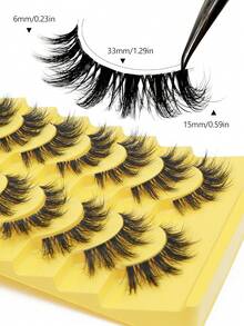 '热门'10对仿貂毛假睫毛，自然蓬松3D浓密型，柔软交叉纤长，适合派对旅行妆容，条状假睫毛，睫毛，假睫毛 - 俄羅斯條狀假睫毛 - 查看 4