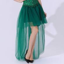 1 pièce Jupe asymétrique à volants pour femmes en noir, vert olive, rouge, blanc, rose rouge, bleu marine. Décoration de vacances, ourlet évasé court devant long derrière, style gothique en tulle maille - Multicolore - Voir 19